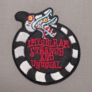 Strange and Unusual Beetle Juice Snake Patch | Gothic Embroidered Iron On Patch
